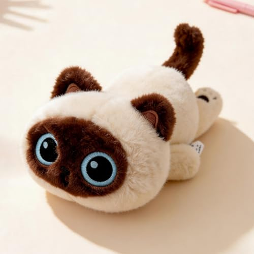 JORCEDI Kuscheltier Siamkatze Plüschtier 40 cm, Wolkenweiche Katze Stofftier, Kawaii Schmusetier Schlaf-Begleiter, Deko Kissen Geschenk für Kinder & Erwachsene (B,22cmcm)