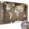 Stilvolle Pinnwand Weltkarte - Used - Deutsch in 120 x 80 cm, stabile Rückwand zum Pinnen inkl. Starterkit - Leinwand-Kunstdruck Wandbild Landkarte XXL