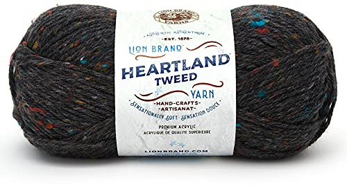 Lion Brand Yarn Heartland Yarn, Worsted-Weight Yarn for Knitting, Crocheting, and Crafting, 1 Pack, Black Canyon Tweed