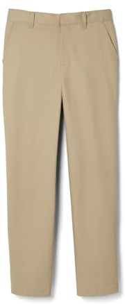 French Toast Boys' Relaxed Fit Twill Pant with Adjustable Waist in Standard Slim and Husky, Khaki Beige, 8