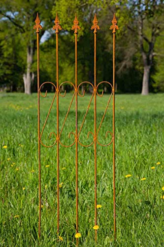 Rankgitter aus Metall 163cm x 47cm Roheisen/Rost Rankgerüst Beetzaun