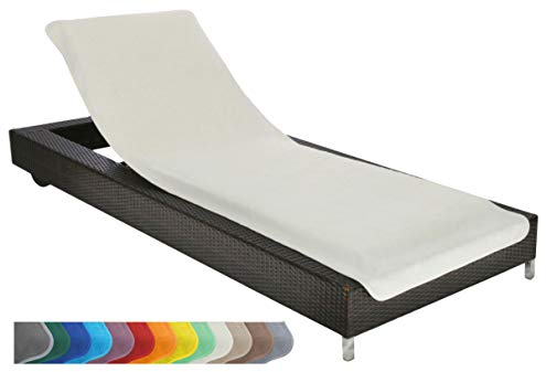 Brandsseller Gartenliegenbezug 75x200 cm – Frottee Schonbezug Handtuch-Auflage aus 100% Baumwolle – waschbar, rutschfest, Öko-Tex Standard 100 – Creme