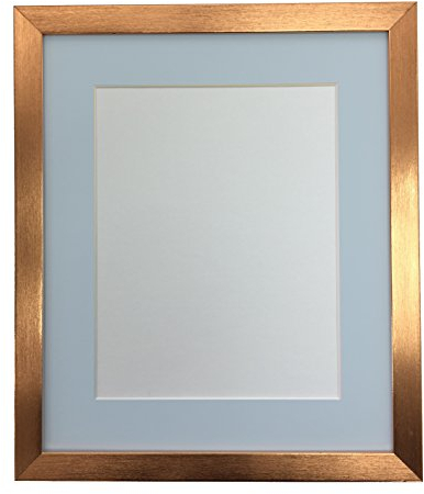 FRAMES BY POST 1,9 cm Bronze-Bilderrahmen Passepartout, 17,8 x 12,7 cm, Bildgröße 12,7 x 8,9 cm, Kunststoffglas, Kunststoff, Blaue Halterung, 7 x 5 Image Size 5 x 3.5 Inch