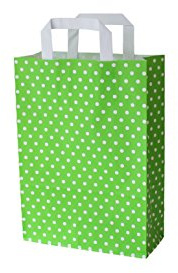 PGV Papiertragetaschen mit Flachhenkel Punkte GRÜN (22 + 10 x 31 cm, 10 Stück)