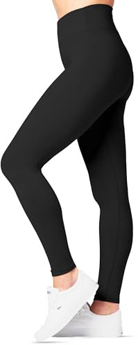 SATINA Leggings mit hoher Taille für Damen – weiche Damen-Leggings in Caprihose und langen Längen – normale und große Größen in 25 Farben, 01 Full Length Black, Einheitsgröße