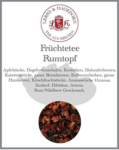 Lerbs & Hagedorn, Früchtetee Rumtopf | Rum-Waldbeer-Geschmack 1kg (ca. 50 Liter) Apfelstücke, Hagebuttenschalen, Korinthen