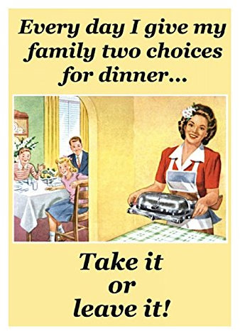 Retro Humorzwei Möglichkeiten für Dinner Grüße Karte Geburtstag Geschenk Anlass