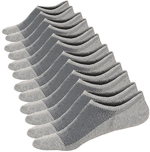 Ueither Calzini Fantasmini Uomo Sneaker Calze Taglio Basso Corti,Calze Invisibili in Cotone (6 Paia Grigio,44-48)