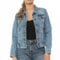 NOROZE Women’s Washed Detail Denim Jacket | Ladies Trucker Classic Western Design Denim Jeans Jacket All UK Sizes (Blue DG8262, 22)