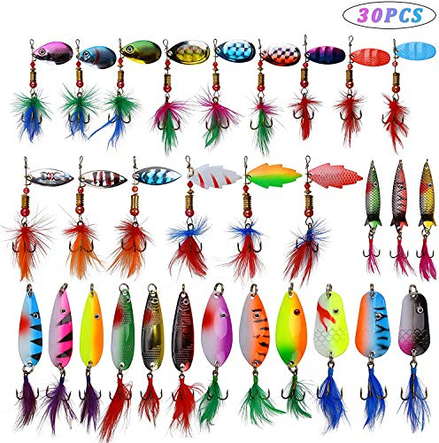 Spinner Angelköder Set, Blinker Angeln Zubehör Box für Forelle, Hecht, Zander…