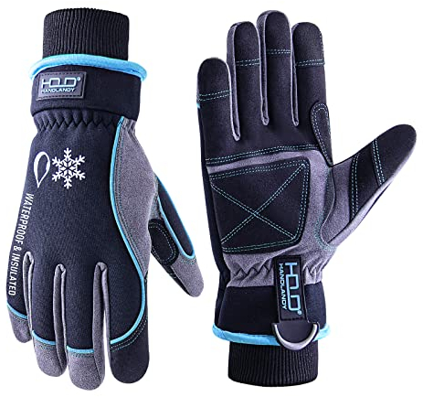 HANDLANDY Wasserdichte isolierte Arbeitshandschuhe, Thermo-Winterhandschuhe für Damen und Herren, Touchscreen, warme Ski-, Snowboard-Handschuhe für kaltes Wetter (Blau, Größe M)