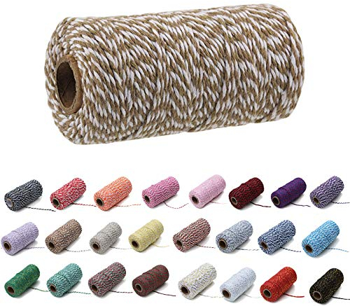 100 Yard/2 mm Baumwollseil, bunt, Handwerk, Khaki und Weiß