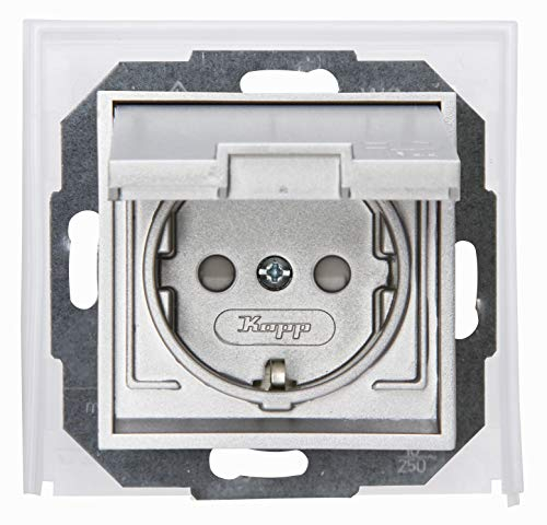 Kopp Athenis Unterputz-Feuchtraum Schutzkontakt-Steckdose, stahlfarben, 954047087