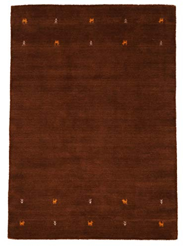 carpetfine Wollteppich Gabbeh Uni Braun 200x250 cm | Moderner Teppich für Wohn- und Schlafzimmer