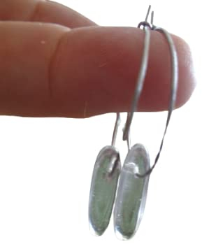 ⊹⊱❁✿ BERGKRISTALL & SILBERNE EDELSTAHL KREIS CREOLEN ✿❁⊰⊹ metallfarbene Ohrringe mit transparentem, langen Stein, antiallergisch