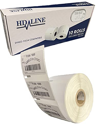 LEYF Dymo Etiketten für Labelwriter 11354-10 Rolle Pack Etiketten x 1000 St. Je Rolle = 10000 Etikette, Selbstklebend, Kompatibel für Dymo Labelwriter & Seiko Etikettendrucker, 57 X 32 mm, 10X11354