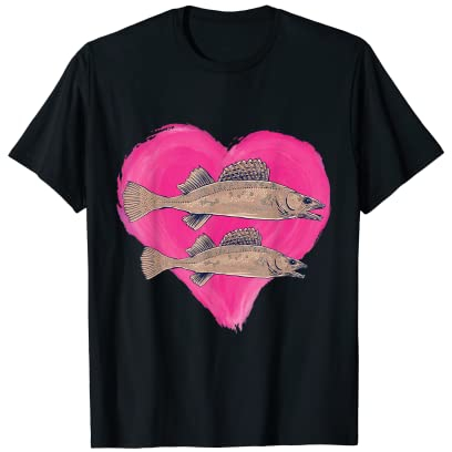 Brochet Cœur Design Amour Amoureux Brochets T-Shirt