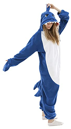vavalad Hai-Einteiler für Erwachsene, Hai, Halloween-Kostüme, Cosplay, Blau, L