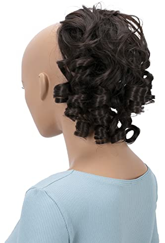 CAISHA Haarteil Haargummi Lena Hochsteckfrisuren Brautfrisuren Voluminös Gelockt Unordentlich Dutt Kunstfaser DM17cm Schokobraun G31L