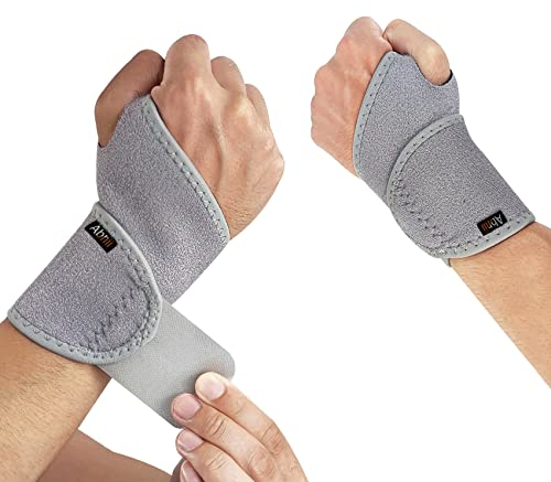 Abnii Handgelenk Bandagen, Handgelenkbandage Handgelenkstütze, Einheitsgröße Verstellbar Daumenbandage für Fitness Gewichtheben (1Paar (Grau))