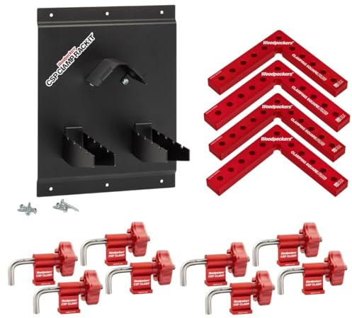 Woodpeckers Clamping Square Plus, Includes 8 CSP Clamps, 4 Clamping Squares and CSP Clamp Rack-It Mounted Storage System