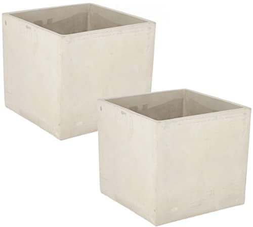 KOTARBAU® - Vaso da fiori da 20 x 20 cm, per fiori e piante, in calcestruzzo decorativo, modello: quadrato, 2 pezzi