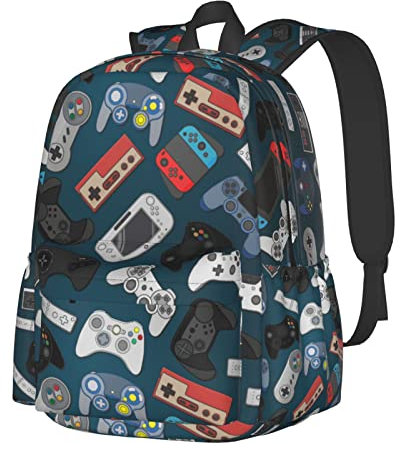 Oplp Video Game Controller Large Capacity Backpack Lightweight Personalized Laptop Bag Tablet Travel School Bag, Game 1, One Size, Daypack Backpacks