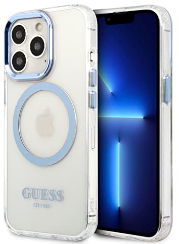 Guess GUHMP13LHTRMB Hülle für iPhone 13 Pro / 13 6,1 blau/Blue Hard case Metal Outline