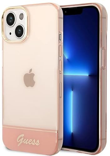 Guess GUHCP14SHGCOP Hard Case for iPhone 14 6.1 Inch Pink/Pink Translucent