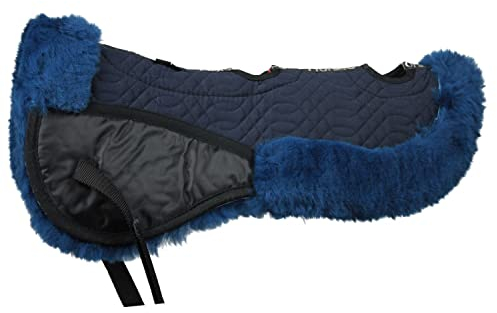 Horses, Sattelpad Merinos mit Belüftungsöffnungen, Weiche und widerstandsfähige Halbschabracke, ideal zum Schutz des Pferdes vor Stößen oder Rückenproblemen (Blau)