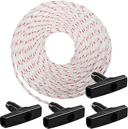 ZAMDOE Recoil Starter Rope (3mm x 15m) with 4 Starter Handle, Pull Starter Cord Parts Universal for Chainsaw Blower String Trimmer Edger Brush Cutter Lawn Mower Engine