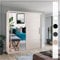 Modern Double Sliding Door Wardrobe 2 Mirrored Hanging Rails & Shelves Storage Cabinet for Bedroom (White, 150cm)