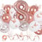 Rose Gold Birthday Decorations for Girls, Party Decorations with Butterfly Decor and Rose Gold Balloons, 8th Birthday Decorations Girl with 40in Number Balloons