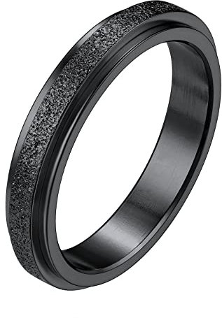 Richsteel Anti-Stress-Ring für Männer, drehbar Verlobungsring für Männer Ehering für Männer Edelstahl Viking Schmuck für Männer und Frauen 4 mm breit Farbe Schwarz Größe 71.5