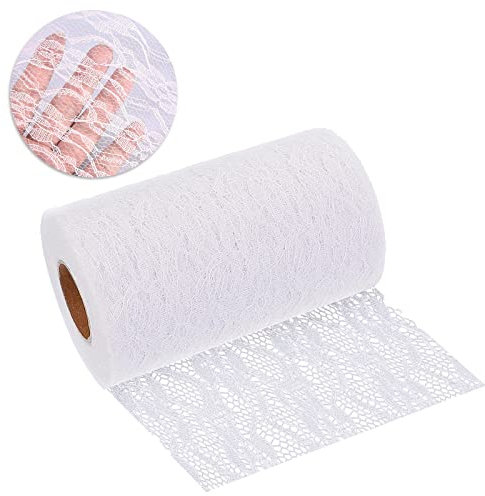 HUARYEN Tischläufer Spitze Weiß, 15 cm x 22 m Tischdeko Spitzenband, Tischläufer aus weißer Eleganter Spitze Bordüre Spitzenbordüre Deko für Festival Ereignis Tabellen Dekorationen