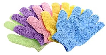 Beavorty Nylon-duschhandschuhe 5-finger-peeling Große Peeling-badehandschuhe Für Jungen Und Mädchen Erwachsene 4 Paar Packung Zufällige Farbe
