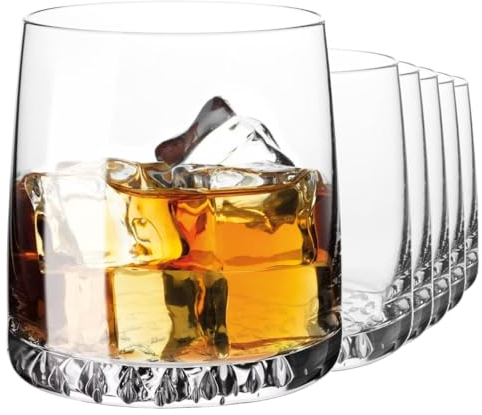 KIAPPO Verres à Whisky - Verres en Cristal - Ensemble de Gobelets à Whisky - Verres et Services à Boire - Verres à Cocktail - Cadeaux pour Hommes - Lavable en Machine - 300ml 6 Verres