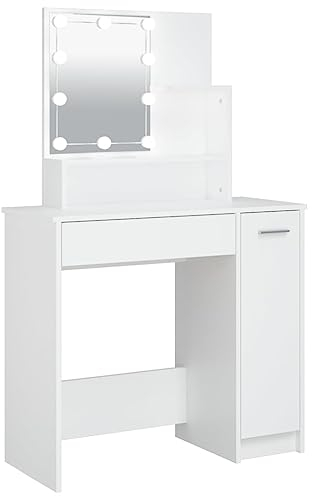 vidaXL Schminktisch mit LED Weiß 86,5x35x136 cm