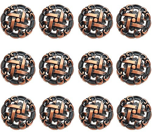 Vintage Pomos Redondos de Cobre Tiradores, 12 Uds. Tiradores de armario de cajón antiguo de forma redonda, tiradores de armario, cajón, puerta de armario, pomos y tiradores de cocina (bronce rojo) ( C