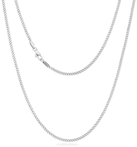 KRKC&CO 2mm Kette Damen Silberkette, Edelstahl Panzerkette mit Diamantschliff, Silberne Ketten Cuban Link Chains, Geschenke für Frauen Mädchen Herren Männer Jungs, [Länge 50,8cm]