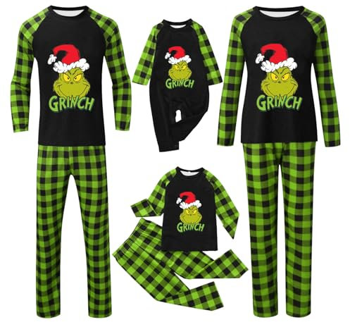 Sonnena Pigiami Natalizi per Tutta La Famiglia Caldo Cotone Pigiami Abbinati Coppia Fidanzati Pigiama Natale Famiglia Due Pezzi Grinch Pigiama Famiglia Coordinati Regalo Pigiama Natale Coppia Uomo