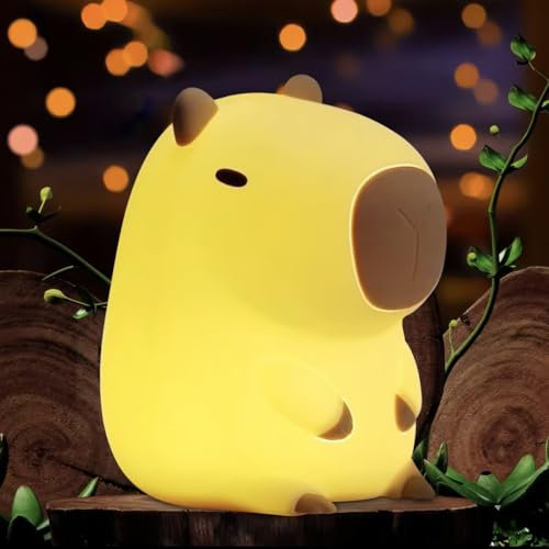 FAMIDUO Capybara Veilleuse enfant, veilleuse bébé LED Mignonne et Nouveauté Animal,Veilleuse rechargeable en silicone pour chambre d'enfant, à intensité variableCadeaux Bébé Garçons Filles