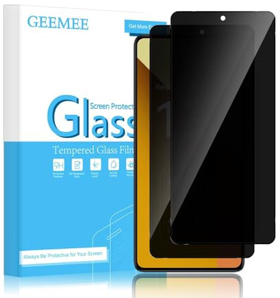 GEEMEE Protector de Pantalla de Privacidad para Xiaomi Redmi Note 13 5G, 2 Pack Anti-espía Alta Sensibilidad Cristal Templado Screen Protector