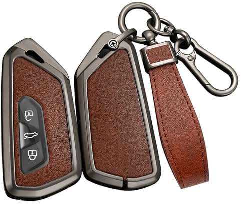 ontto Coque de clé de Voiture - Convient pour Skoda Octavia A8 MK8, Seat Leon FR Mk4 Cupra Formentor - pour VW Golf 8 ID.4 - Boîtier de clé Porte-clés - Accessoire - Noir et Marron