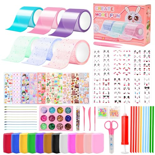 YAOZUP Nano Tape Bubbles Set, 61 Stücke, Bubble Tape Toy Kit mit Pailletten Aufkleber, DIY Nano Tape, Nano Tape Bubble Craft Kit, Bubble Tape DIY, Bubble DIY Craft Kit für Mädchen, Jungen