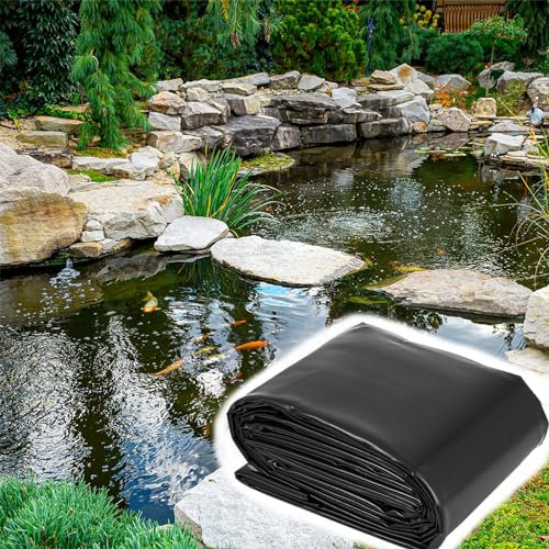 0.12 mm dicke schwarze PVC-Teichfolie 2 x 5.0 m, 6 x 6.0 m, 8 x 10.0 m, 15 x 10.0 m, Wasserdichte Membran, schwarz beschichtet, flexibel, faltbar, wasserdicht für nachhaltige Landschaftsgestaltung ( G