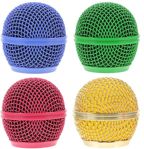 UKCOCO Lot De 4 Grilles De Microphone En Métal Remplacement De La Grille Du Micro Compatible Avec Micros Filaires Et Sans Fil Installation Simple Pour Studio D’Enregistrement Et Performance