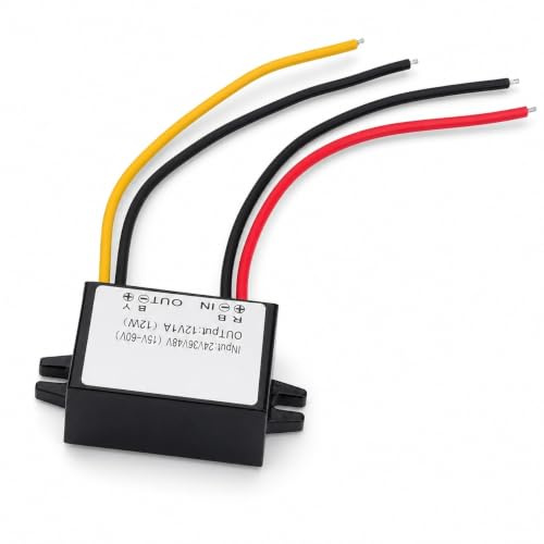 Convertitore Convertitore CC-CC, Trasformatore Convertitore CC 24 V 36 V 48 V (15‑60 V) A 12 V 1 A 12 W, Alimentatori in Resina Epossidica con Guscio in PP Ultra
