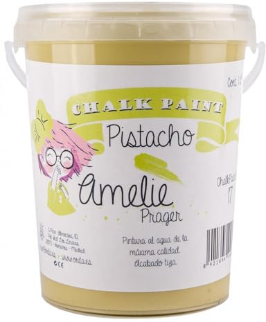 IberNorma Amelie Prager 1 Litro Pintura a la Tiza para muebles, Chalk paint para decoración y manualidades en madera 1L (17 Pistacho)