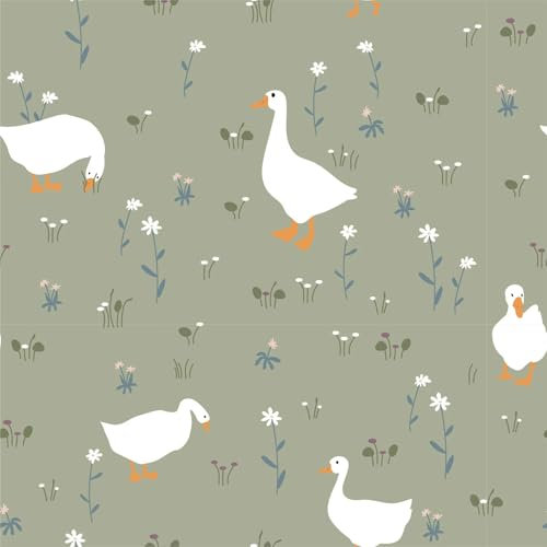 Stoff Baumwoll-jersey Gänse Wiese Ab 50cm x150cm Kinderstoff Nähen Stoffe